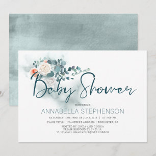 Eucalyptus   Watercolor Greenery Baby Shower Invitation