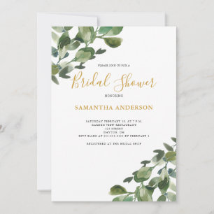 Eucalyptus Watercolor Greenery Bridal Shower  Invitation