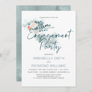 Eucalyptus Watercolor Greenery Engagement Party Invitation