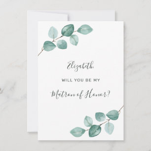 Eucalyptus Watercolor Greenery Matron of Honour Invitation