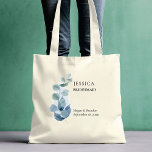 Eucalyptus Watercolor Greenery Wedding Bridesmaid Tote Bag<br><div class="desc">Personalized tote bag for you to customize with name of your bridesmaid - or anyone in your wedding party. You can also add the bride and groom's names and the wedding date. This delicate design has a sprig of eucalyptus leaves on a watercolor wash with watercolor greenery and foliage in...</div>