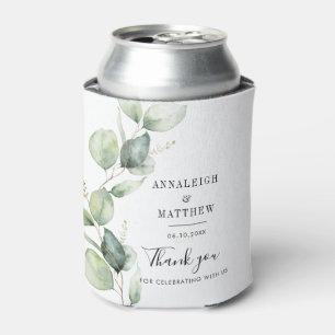 Eucalyptus Watercolor Greenery Wedding Favours Can Cooler