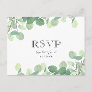 Eucalyptus Watercolor Greenery Wedding RSVP Postcard