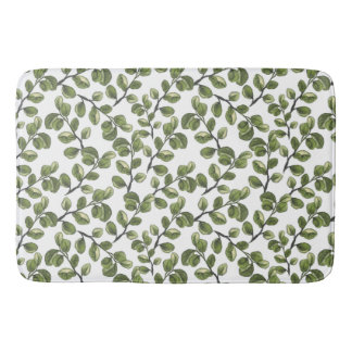 Eucalyptus watercolor leaves  bath mat