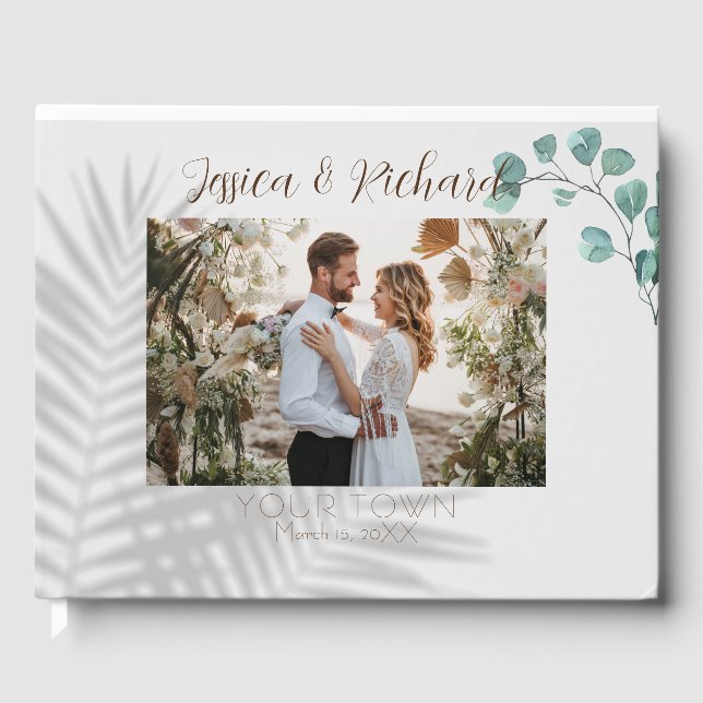 Eucalyptus Watercolor Mariage PHOTO Livre d'or (Recto)