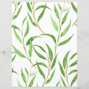 Eucalyptus watercolor pattern on white