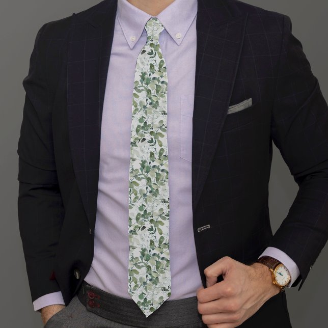 Eucalyptus Watercolor Pattern Tie (Creator Uploaded)