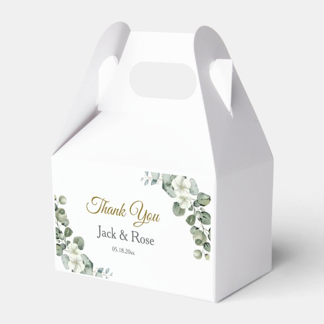 Eucalyptus watercolor Rustic Greenery Wedding Favor Box (Front Side)