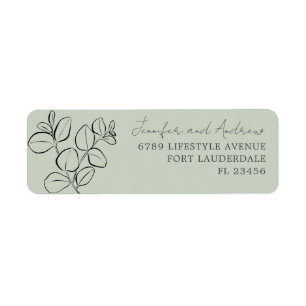 Eucalyptus Watercolor Sage Green Wedding  Label
