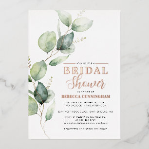 Eucalyptus Watercolor Script Bridal Shower Gold