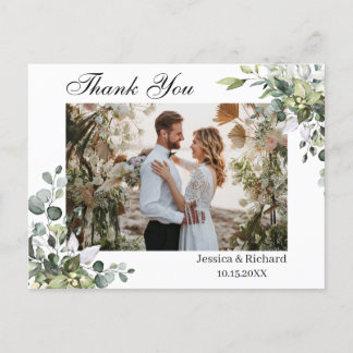 Eucalyptus Watercolor Thank You PHOTO Postcard