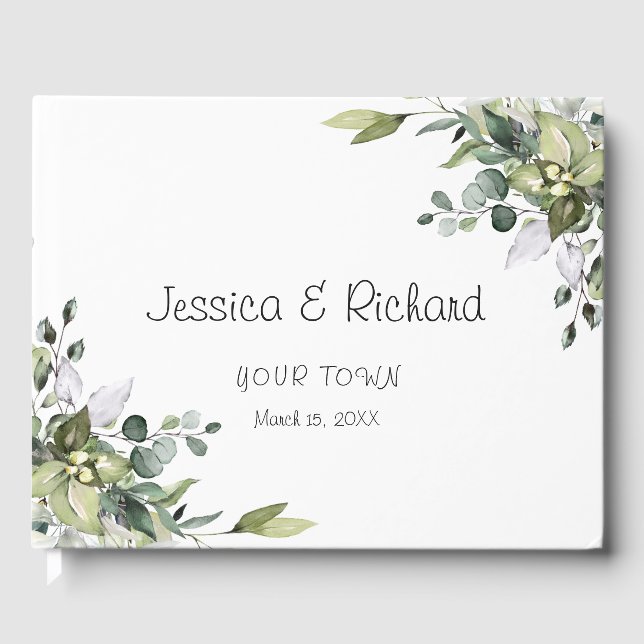 Eucalyptus Watercolor Wedding Guest Book (Front)
