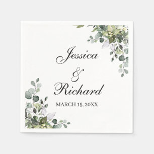 Eucalyptus Watercolor Wedding Napkins