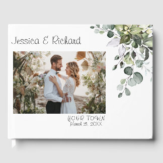 Eucalyptus Watercolor Wedding PHOTO Guest Book