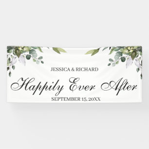 Eucalyptus Watercolor Wedding Sign Banner