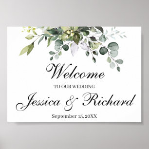 Eucalyptus Watercolor Wedding Welcome Poster Sign