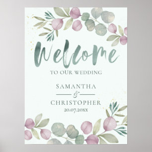 Eucalyptus Watercolor   Welcome to our Wedding Poster