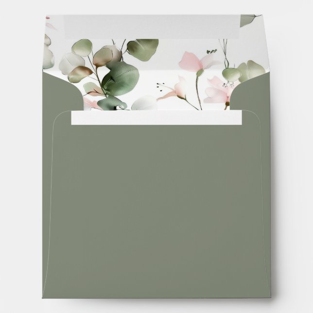 Eucalyptus Watercolour Wedding Envelope (Back (Bottom))