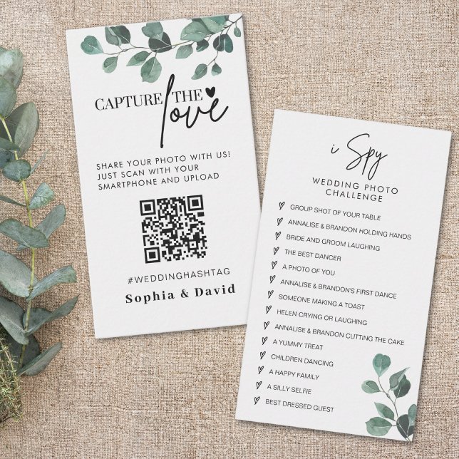 Eucalyptus Wedding Capture The Love QR Code  Enclosure Card (Creator Uploaded)