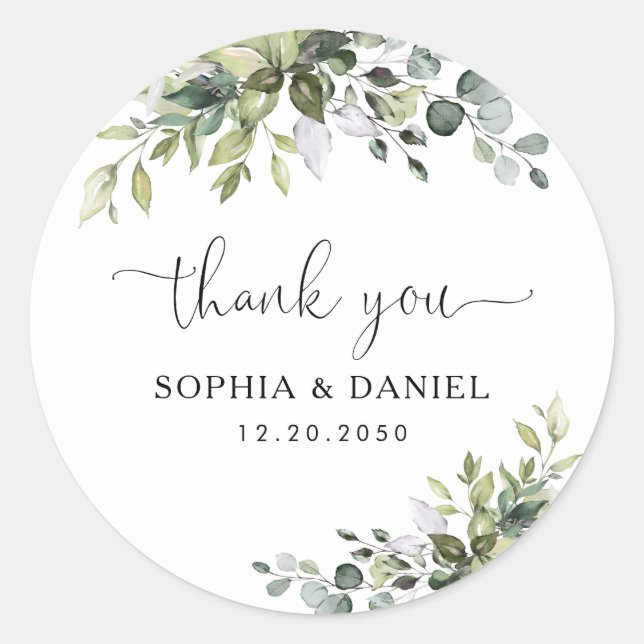 Eucalyptus Wedding Classic Round Sticker (Front)