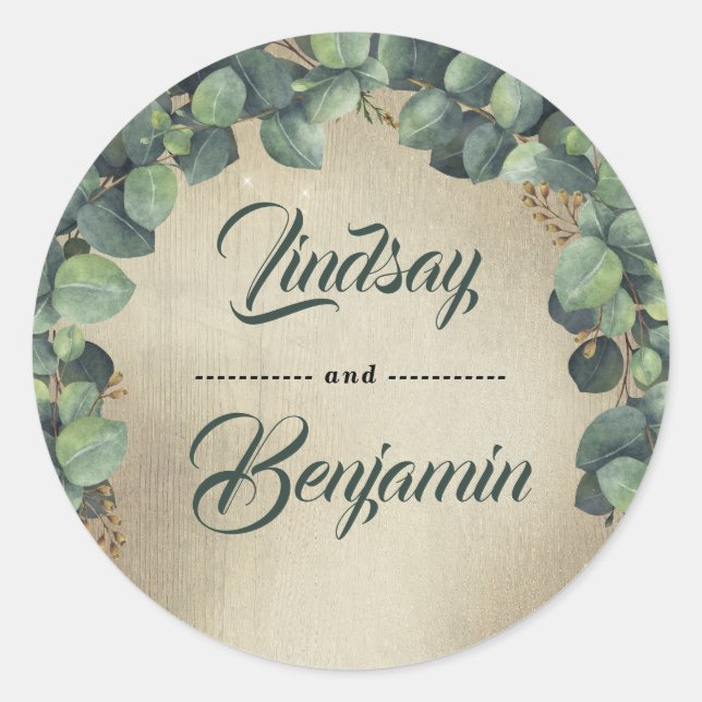 Eucalyptus Wedding Classic Round Sticker (Front)