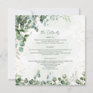 Eucalyptus Wedding Details Card Square 1001A