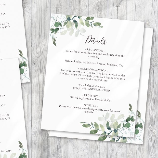 Eucalyptus Wedding Details Enclosure Card (Creator Uploaded)