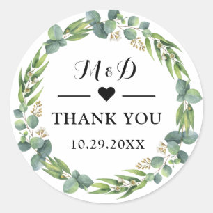 Eucalyptus wedding favour thank you classic round sticker