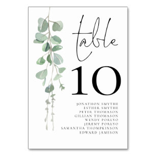 Eucalyptus Wedding Guest Names 3.5x5 Table Number