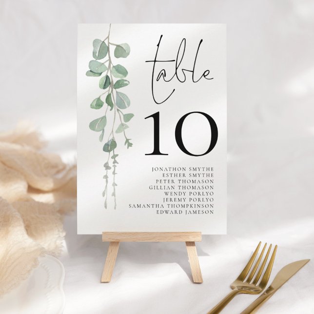 Eucalyptus Wedding Guest Names 5x7 Table Number (Creator Uploaded)