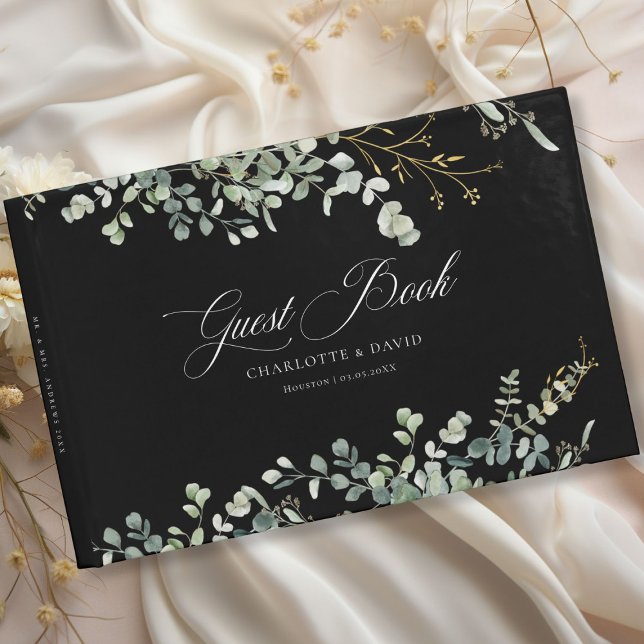 Eucalyptus Wedding Handwriting Script Wedding  Guest Book (Eucalyptus Wedding Handwriting Script Wedding Guest Book with your name and date.)