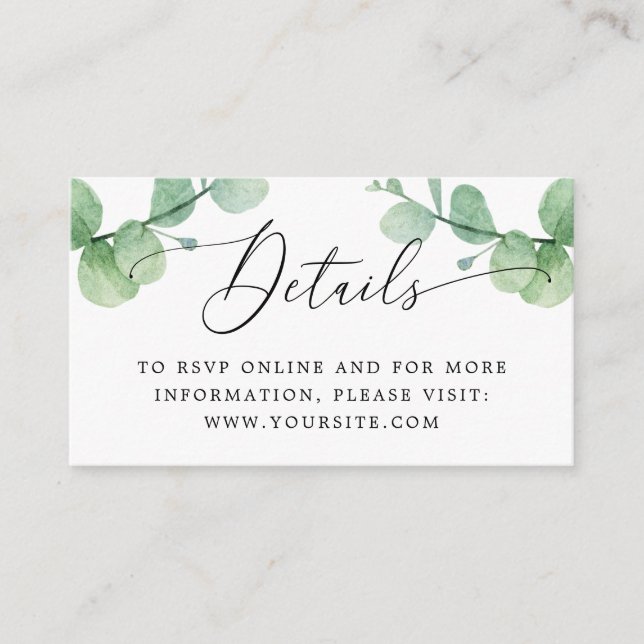 Eucalyptus Wedding Insert | Greenery Details + QR (Front)