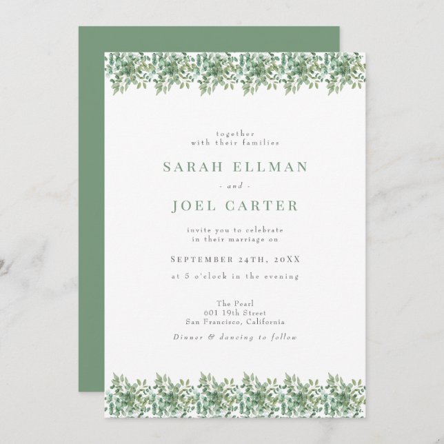 Eucalyptus Wedding Invitation (Front/Back)