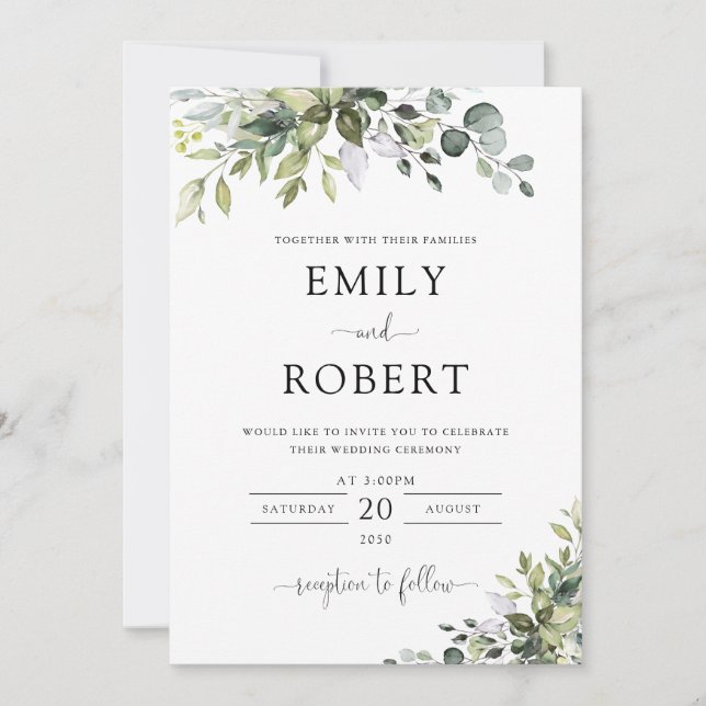Eucalyptus Wedding Invitation (Front)