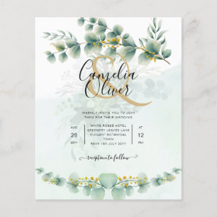 Eucalyptus Wedding Invitation Modern Greenery Gold Flyer