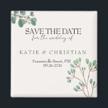 Eucalyptus Wedding Magnet<br><div class="desc">A simplistic wedding save the date magnet,  so your guests can be reminded of the date,  everyday! This design features handmade watercolour painted eucalyptus (painted by me!).  Click to edit to customize this design with your photo and details.</div>