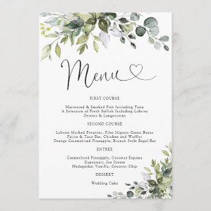 Eucalyptus Wedding Menu