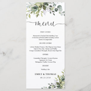 Eucalyptus Wedding Menu