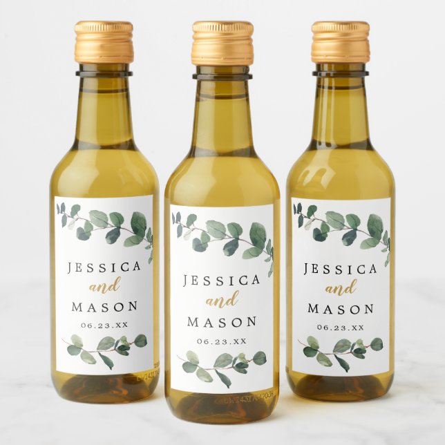 Eucalyptus Wedding Mini Wine Labels (Bottles)
