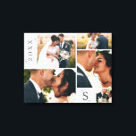 Eucalyptus Wedding Monogram Picture Collage Canvas Print<br><div class="desc">Simple Minimalist Eucalyptus Frame Wedding Monogrammed canvas wall art photo collage. Perfect for your spring or summer garden or outdoor themed wedding theme. In a soft subtle muted colour palette of teal aqua greens, pastel mint, dusty blue greys, and simple classic white. The elegant fonts can be changed by customizing...</div>