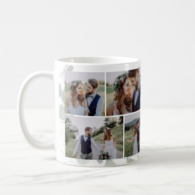 Eucalyptus Wedding Multi Photo Collage Coffee Mug (Left)
