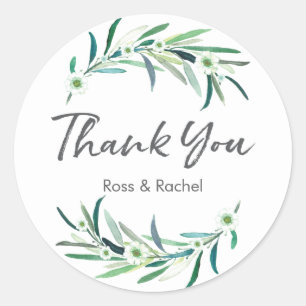 Eucalyptus wedding personalized thank you stickers