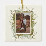 Eucalyptus Wedding Photo  Ceramic Ornament<br><div class="desc">A beautiful gift this holiday season. This pretty eucalyptus Christmas ornament can easily be customized with a special photo and monogram.</div>