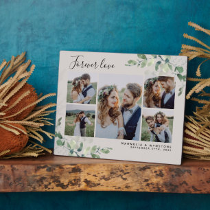Eucalyptus Wedding Photo Collage Keepsake Plaque