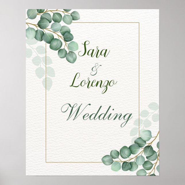 Eucalyptus Wedding Poster Watercolor Greenery (Front)