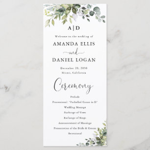 Eucalyptus Wedding Program