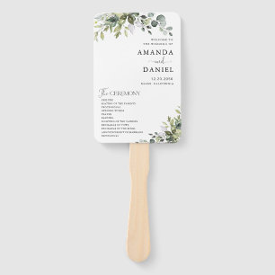 Eucalyptus Wedding Program Hand Fan