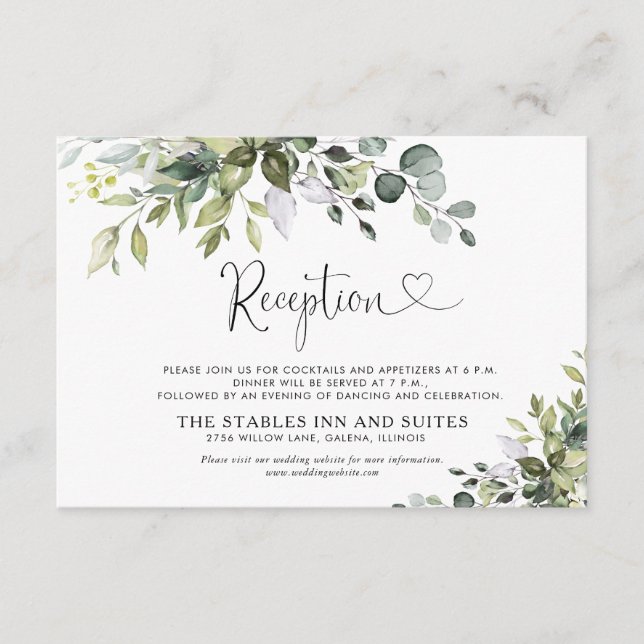 Eucalyptus Wedding Reception Enclosure Card  (Front)