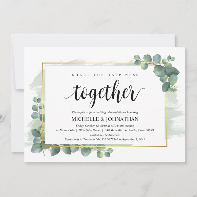 Eucalyptus Wedding Rehearsal Dinner Invitation (Front)