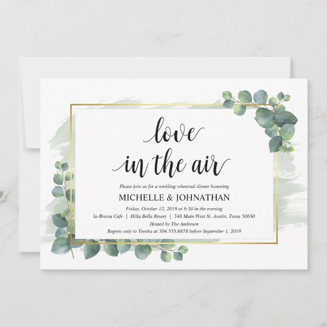 Eucalyptus Wedding Rehearsal Dinner Invitation (Front)